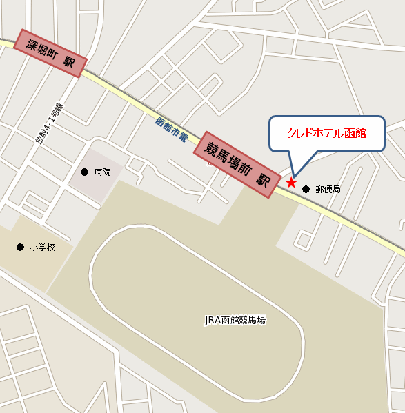 クレドホテル函館への概略アクセスマップ