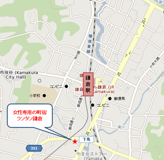 地図：一棟貸の町宿　ランタン鎌倉