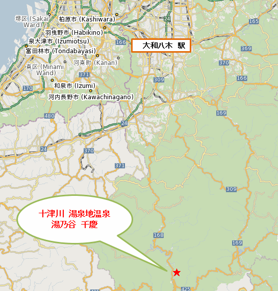 源泉かけ流し露天付離れの温泉宿　湯乃谷千慶への概略アクセスマップ