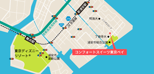 コンフォートスイーツ東京ベイへの概略アクセスマップ