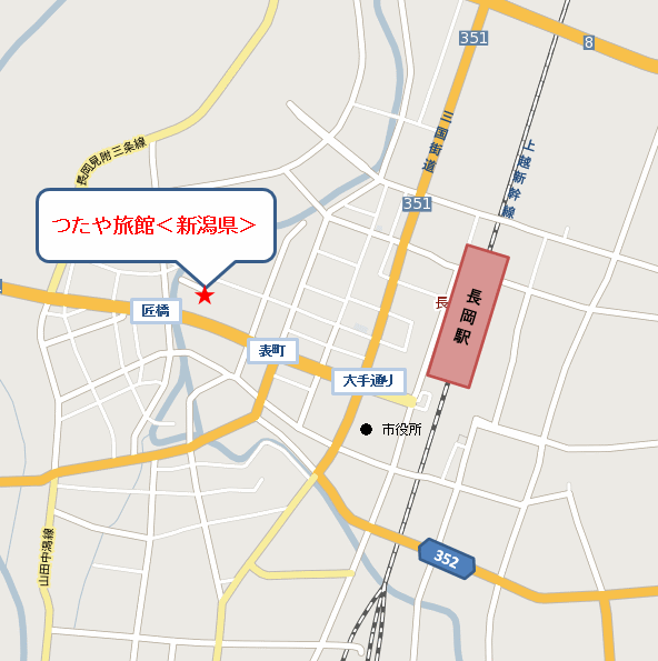 つたや旅館＜新潟県＞への概略アクセスマップ