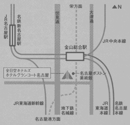 ＡＮＡクラウンプラザホテルグランコート名古屋への概略アクセスマップ