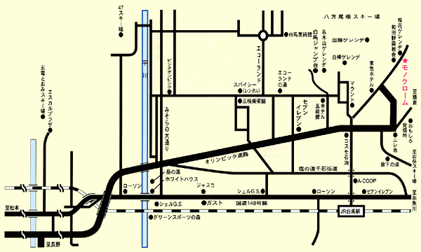 白馬リゾートコテージ ヴィラ・モノクロームの地図画像