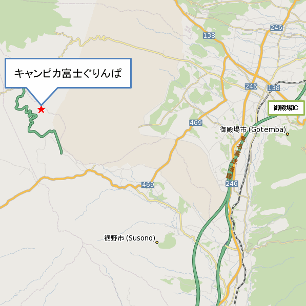 ＰＩＣＡ富士ぐりんぱへの概略アクセスマップ