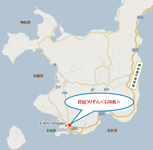 民宿うりずん＜石垣島＞ 地図