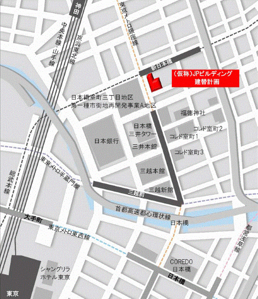 三井ガーデンホテル日本橋プレミアへの概略アクセスマップ