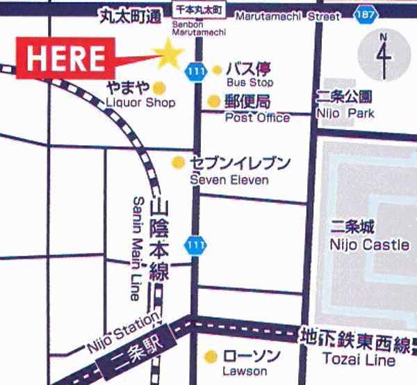 ＧＡＴＥ８０　京都二条への概略アクセスマップ