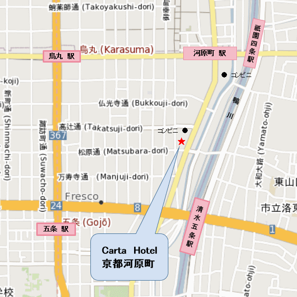 カルタホテル京都祇園の地図画像