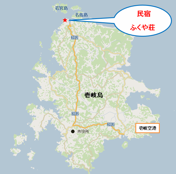 民宿ふくや荘＜壱岐島＞への概略アクセスマップ