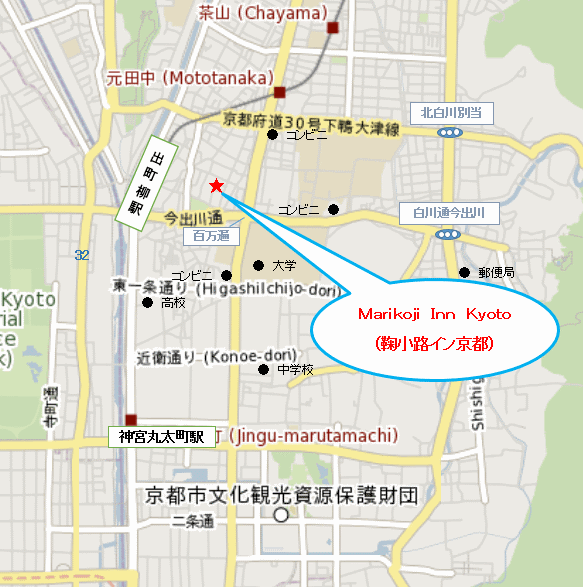 Ｍａｒｉｋｏｊｉ Ｉｎｎ Ｋｙｏｔｏ（鞠小路イン京都）の地図画像