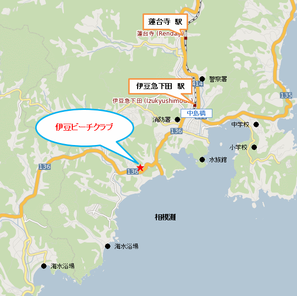 伊豆ビーチクラブの地図画像