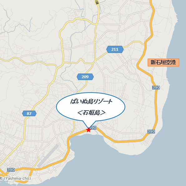 ぱいぬ島リゾート＜石垣島＞への概略アクセスマップ