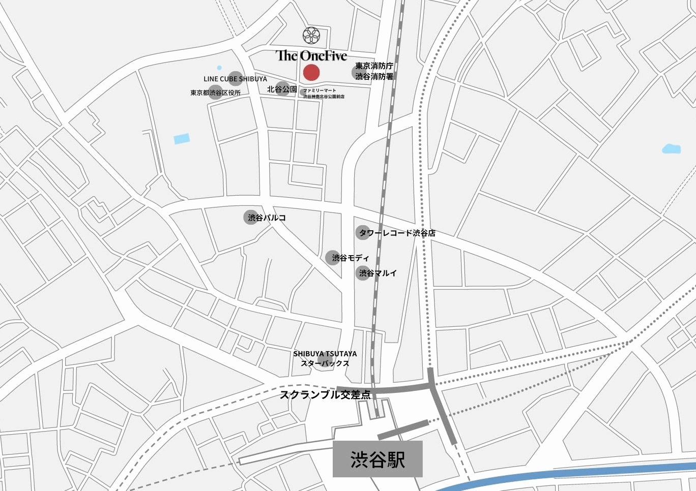 ザ・ワンファイブ東京渋谷への概略アクセスマップ