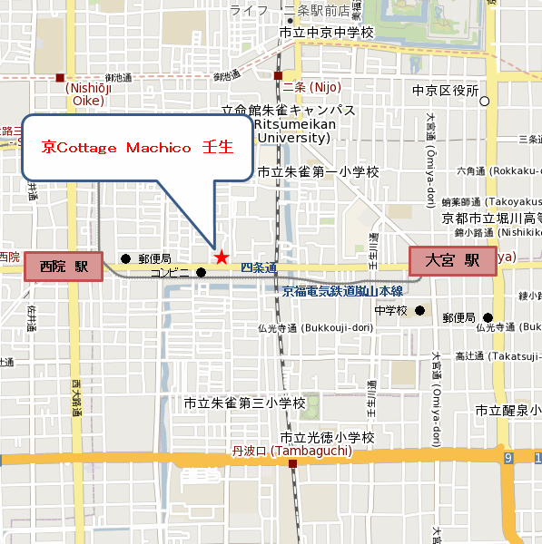 京Ｃｏｔｔａｇｅ Ｍａｃｈｉｃｏ 壬生の地図画像