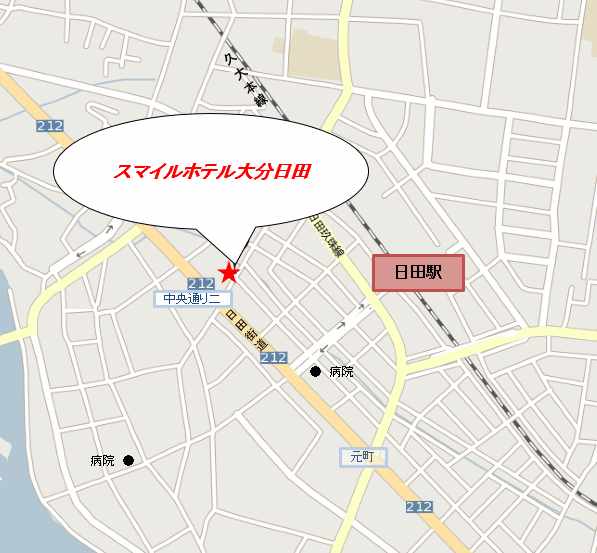 地図：スマイルホテル大分日田