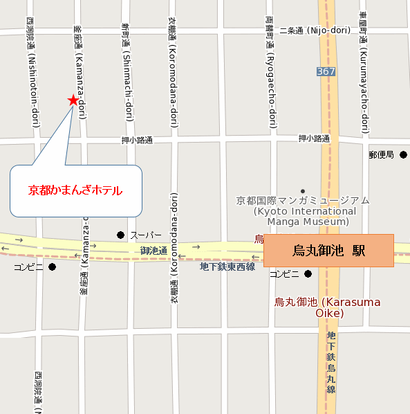 京都かまんざホテルの地図画像