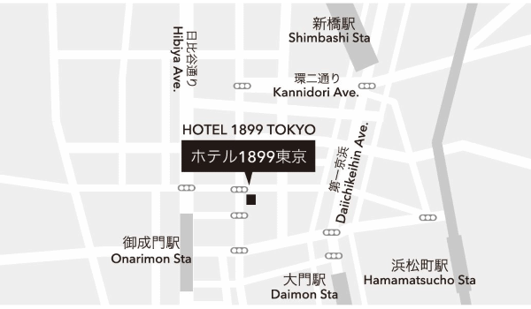 ホテル１８９９東京への概略アクセスマップ