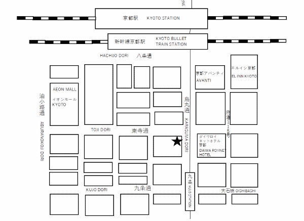 ホテル　エムズ・エスト京都駅南への概略アクセスマップ