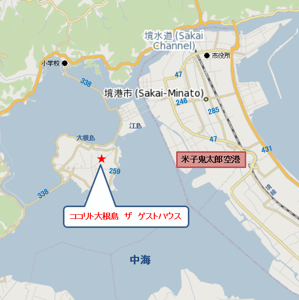 ココリト大根島　ザ　ゲストハウスへの概略アクセスマップ