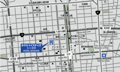 地図：ホテルマイステイズ名古屋錦