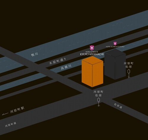 ＳＨ ｂｙ ｔｈｅ ｓｑｕａｒｅ ｈｏｔｅｌ京都木屋町（旧 ホテル京都木屋町）の地図画像