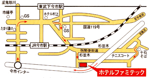 体験村 ホテルファミテックの地図画像