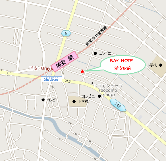 ＢＡＹ　ＨＯＴＥＬ　浦安駅前への概略アクセスマップ