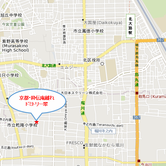 京都・粋伝庵離れ ドミトリー翆の地図画像