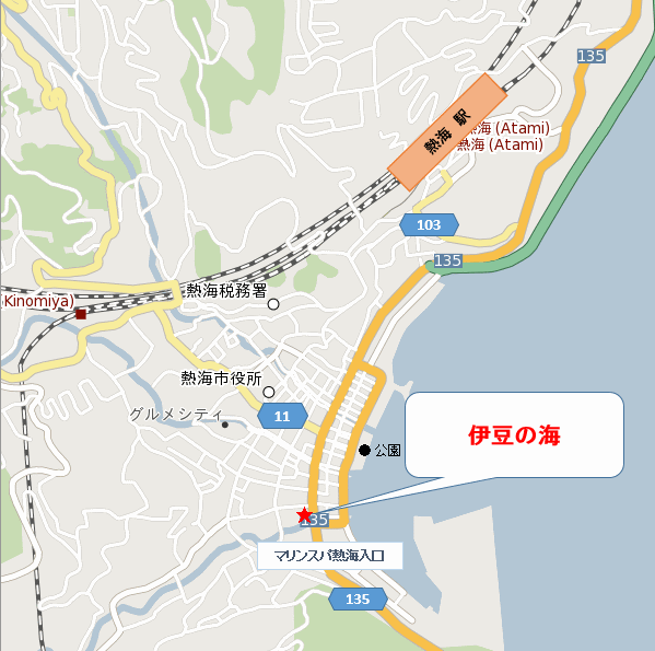 伊豆の海への概略アクセスマップ