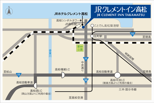 ＪＲクレメントイン高松への概略アクセスマップ