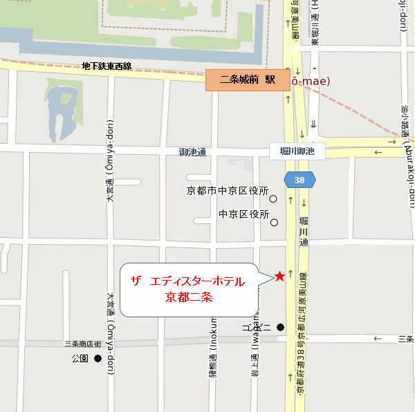 ザ エディスターホテル京都二条 Ｃｏｍｉｃ＆Ｂｏｏｋｓの地図画像