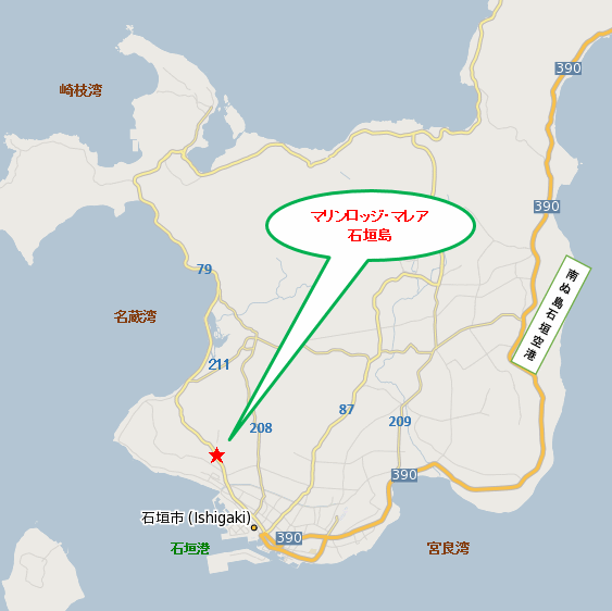 マリンロッジ・マレア石垣島＜石垣島＞への概略アクセスマップ