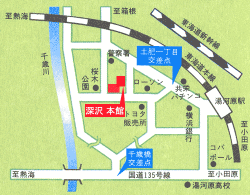 湯河原リトリート　ご縁の杜　-　Ｇｏｅｎ　ｎｏ　ｍｏｒｉ　-への概略アクセスマップ