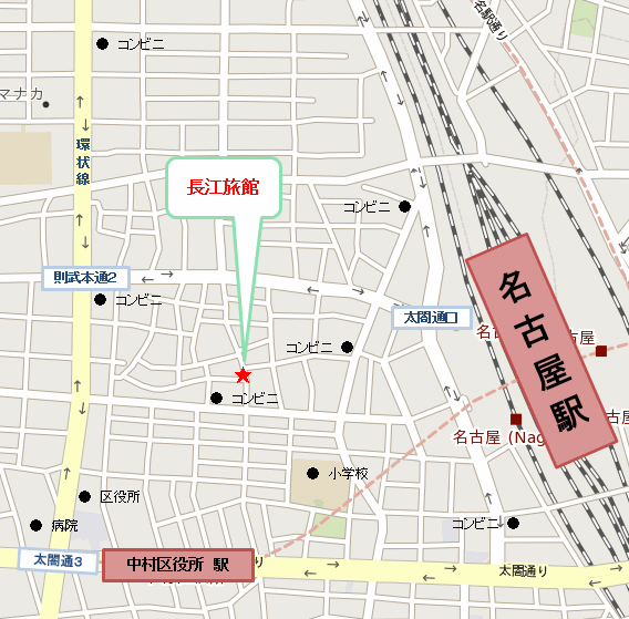 長江旅館への概略アクセスマップ