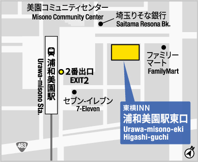 東横ＩＮＮ浦和美園駅東口への概略アクセスマップ