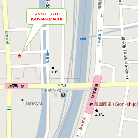 ＧＬＡＮＳＩＴ ＫＹＯＴＯ ＫＡＷＡＲＡＭＡＣＨＩ（グランジット 京都河原町）の地図画像