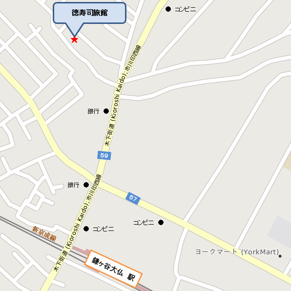 徳寿司旅館への概略アクセスマップ