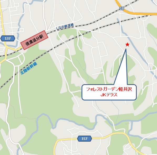 フォレストガーデン軽井沢ＪＫテラスへの概略アクセスマップ