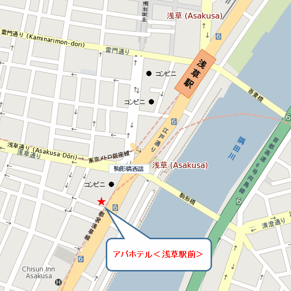 アパホテル〈浅草駅前〉（全室禁煙）への概略アクセスマップ
