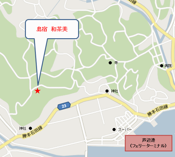ゲストハウス和茶美＜壱岐島＞への概略アクセスマップ
