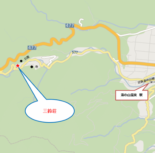 三鈴荘への概略アクセスマップ