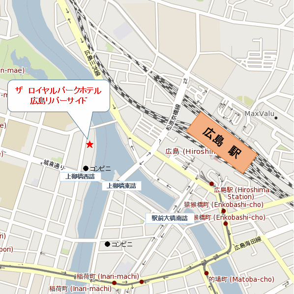 ザ　ロイヤルパークホテル　広島リバーサイドへの概略アクセスマップ
