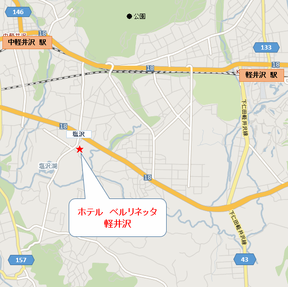 ホテル　ベルリネッタ軽井沢 地図