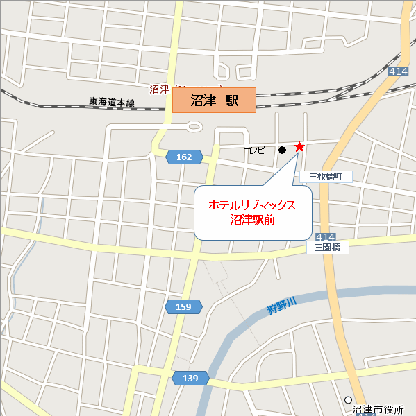 ホテルリブマックス沼津駅前への概略アクセスマップ