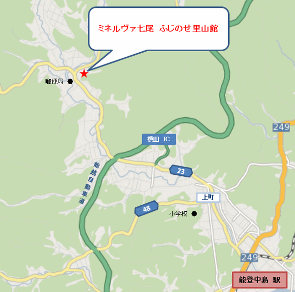 ミネルヴァ七尾　ふじのせ里山館への概略アクセスマップ