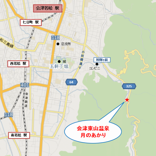 地図：会津東山温泉　月のあかり
