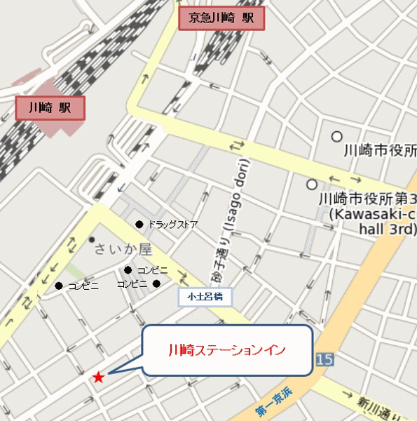 川崎ステーションインへの概略アクセスマップ