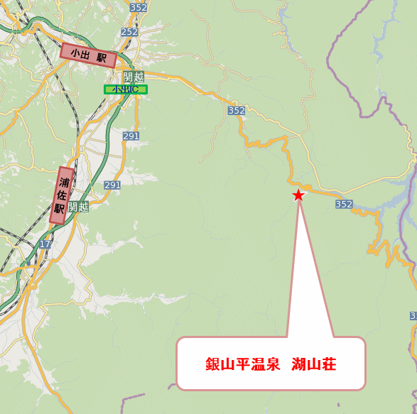 銀山平温泉　湖山荘への概略アクセスマップ