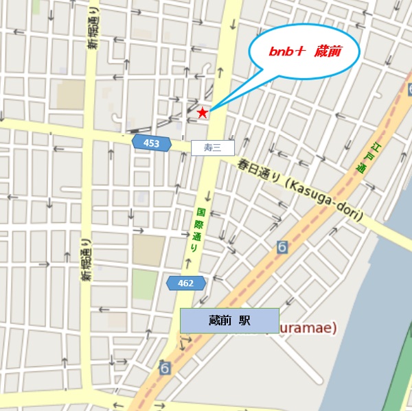 ｂｎｂ＋　Ａｓａｋｕｓａ　Ｈｏｓｔｅｌへの概略アクセスマップ