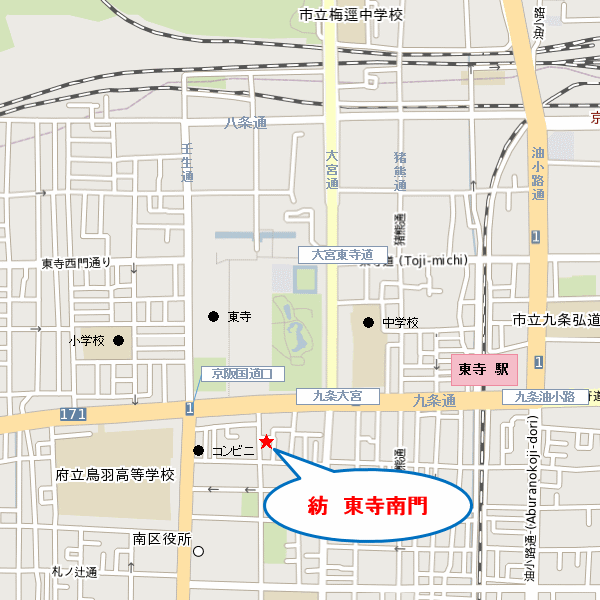 奏 東寺南門の地図画像